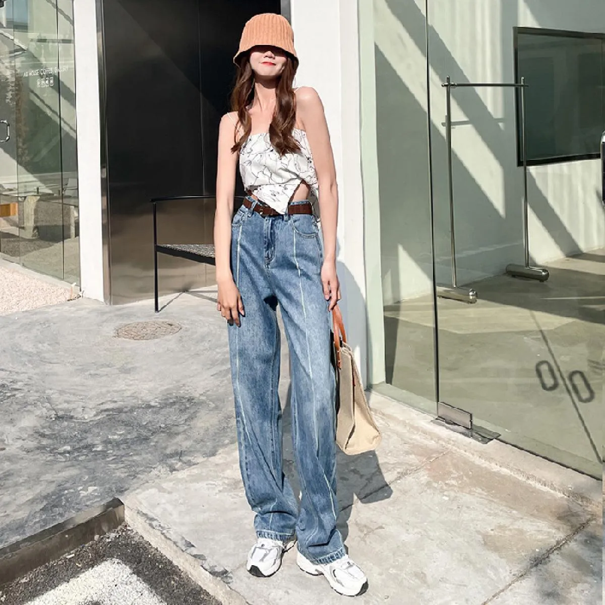 Nuovi jeans da donna a vita alta a gamba dritta primavera/estate 2022